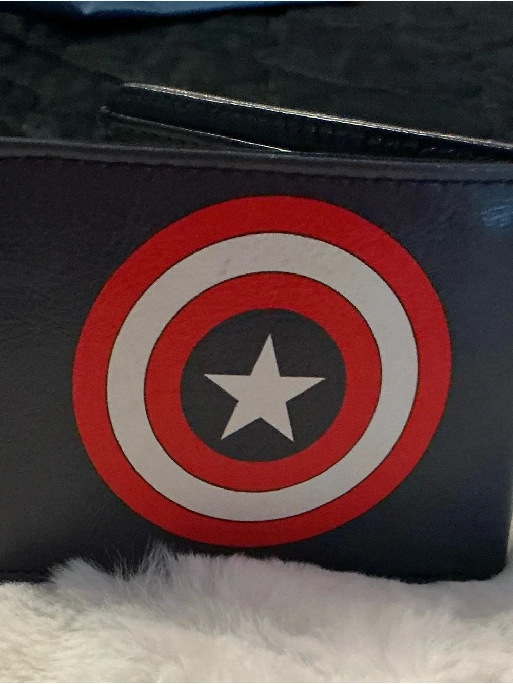 Men's Black Bi-Fold Wallet with Red & White Shield Accent